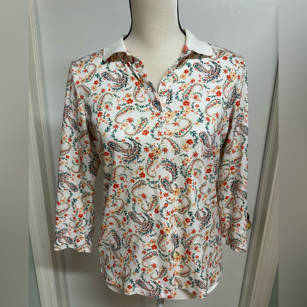 Lands' End Women’s Floral Paisley Top 100% cotton